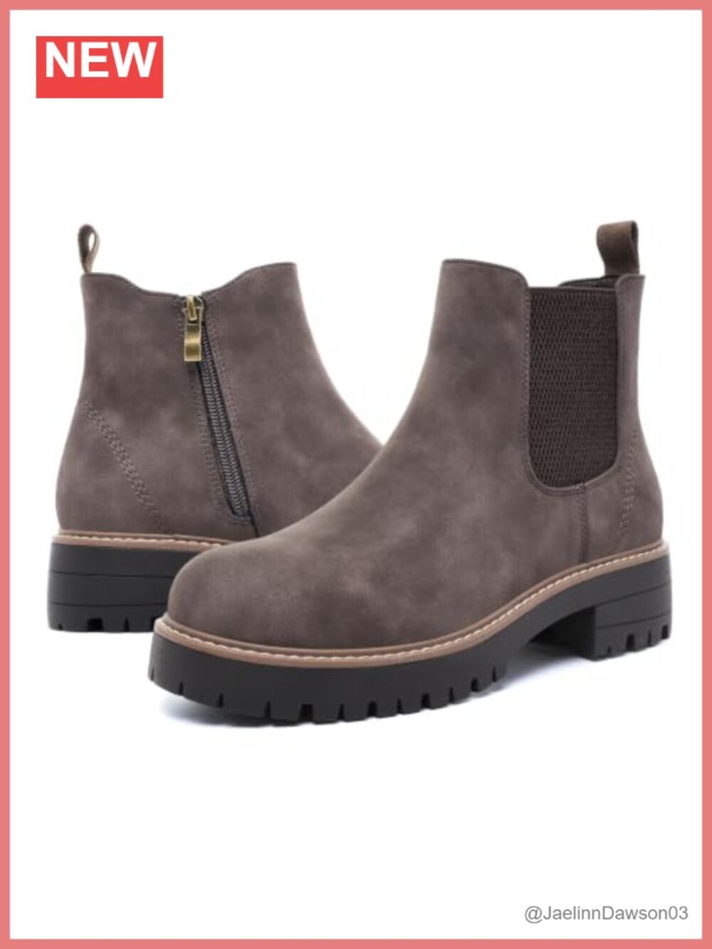 Women's Chelsea Ankle Boots Faux Leather Side Zip Chunky Heel Booties